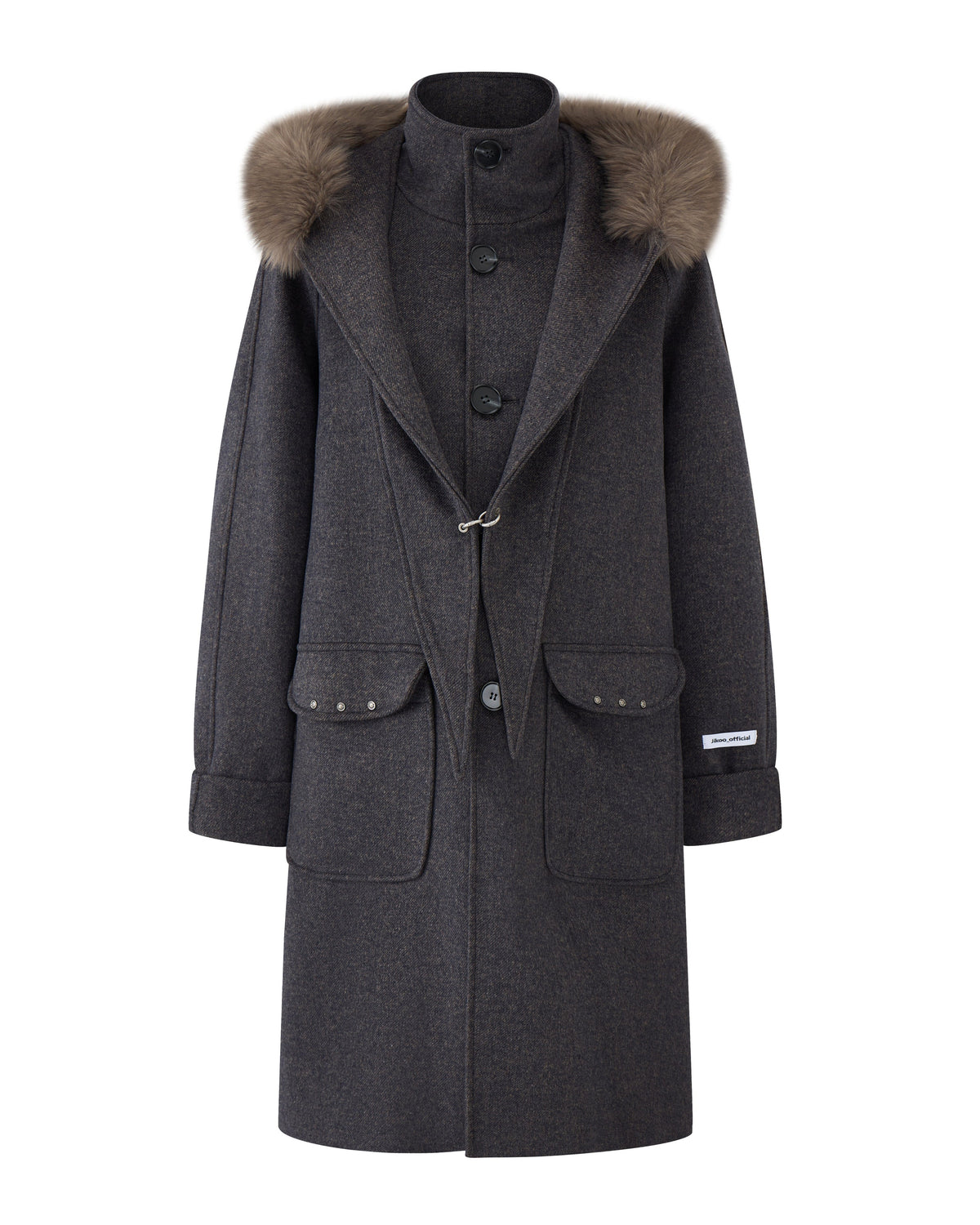 TWEED FUR COLLAR OVERCOAT