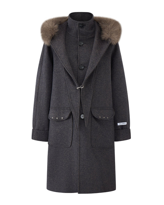 TWEED FUR COLLAR OVERCOAT
