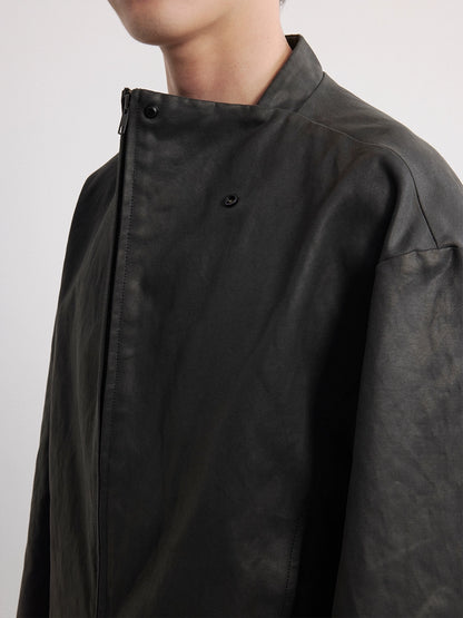 WAXY STIFF SPLIT-HEM COAT