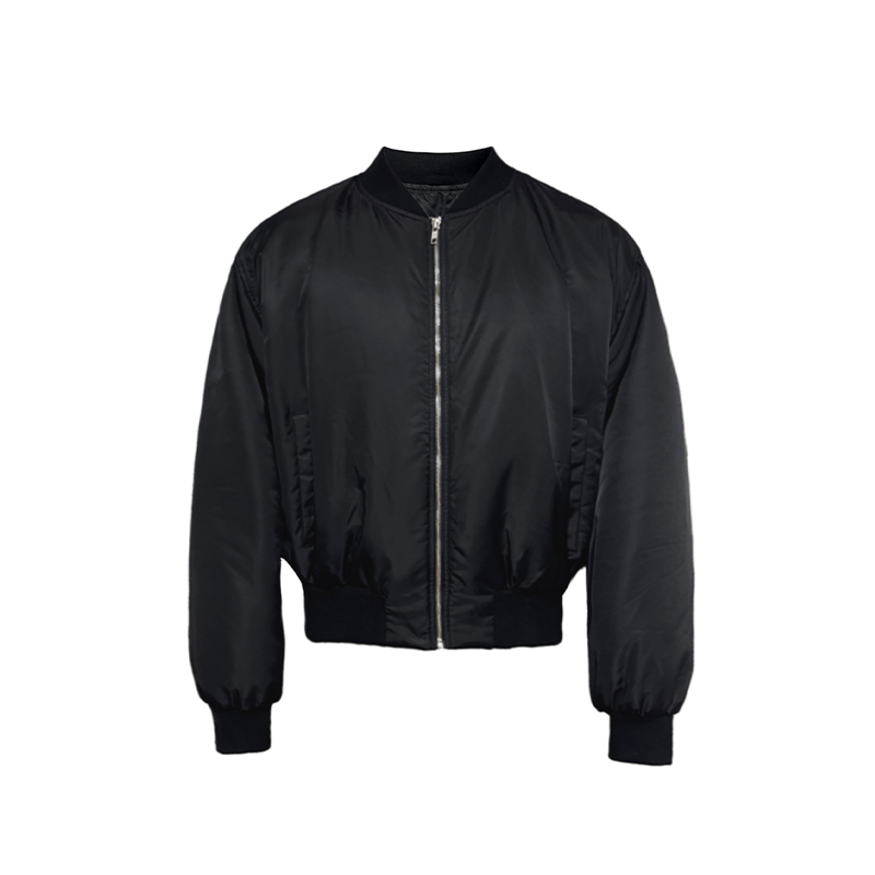 BACK PLEATED TWILL COTTON BOMBER