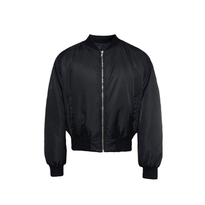 BACK PLEATED TWILL COTTON BOMBER