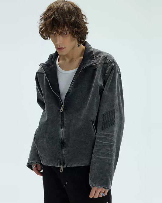 HEAVY WASH RED PADDED JACKET