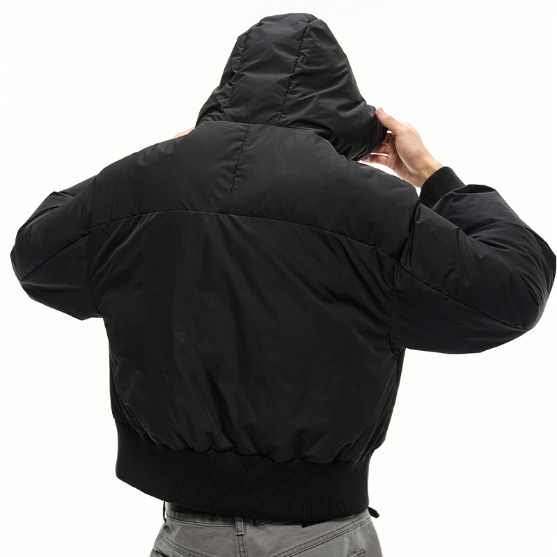 FLEECE GALL FABRIC CROPPED DOWN JACKET