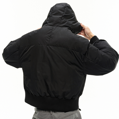 FLEECE GALL FABRIC CROPPED DOWN JACKET