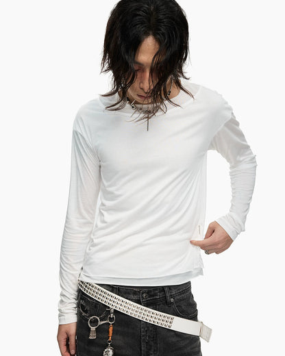 LAYERED STYLE SLIM FIT WHITE LONG SLEEVE