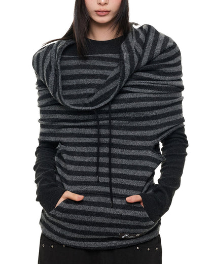 DOUBLE LAYER STRIPED COLLAR TWINSET