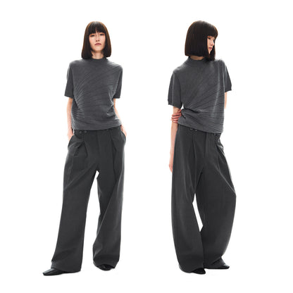 MARL TEXTURE STRAIGHT LEG TROUSERS