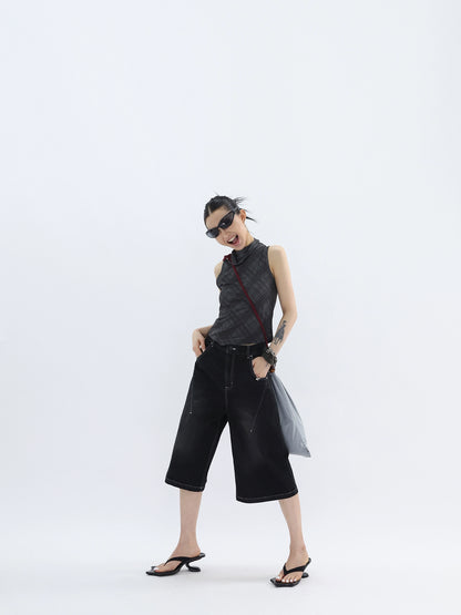 PUNK STITCHED CROP JEANS