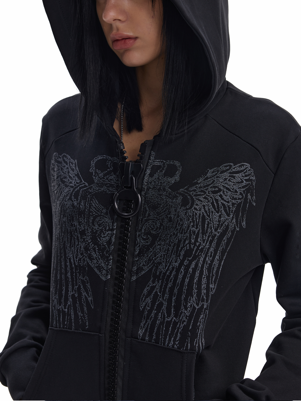 WING GLITTER ZIP SWEATSHIRT