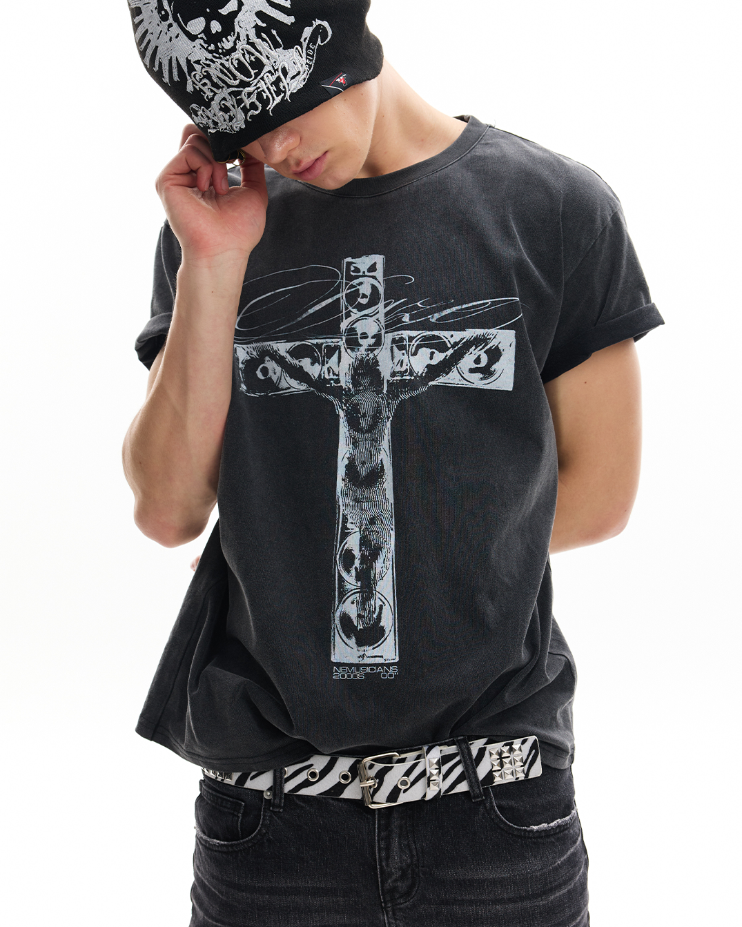 CROSS PRINT WASHED SHORT SLEEVE
