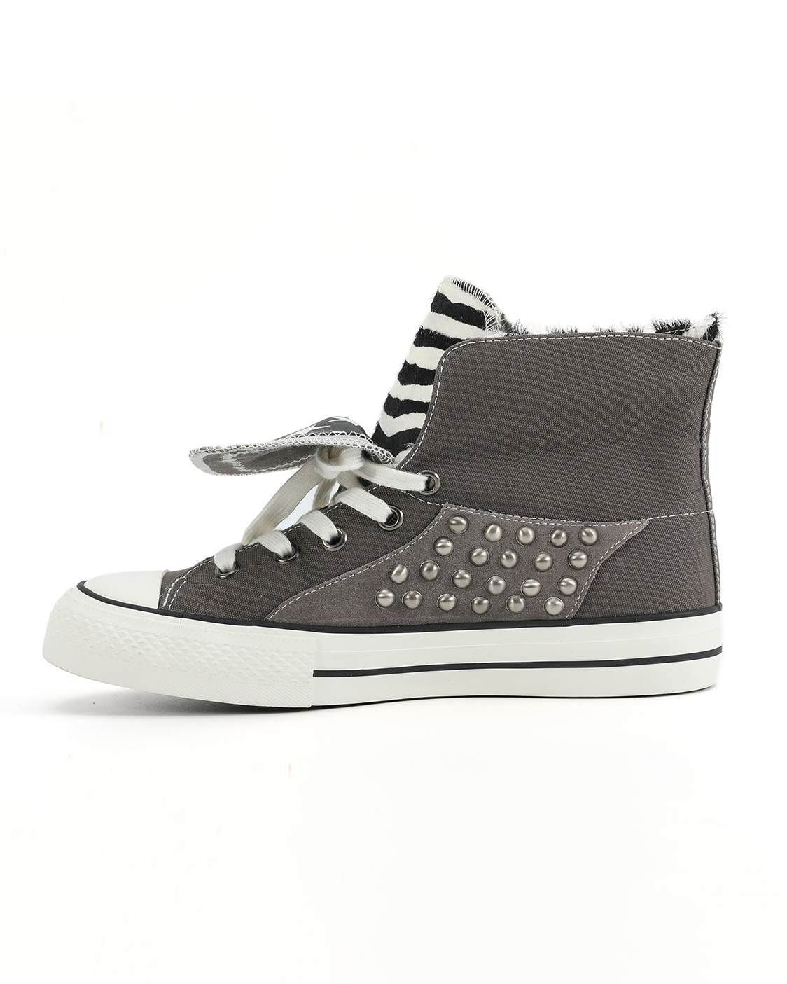 SUEDE PANEL RIVETED CANVAS SNEAKERS