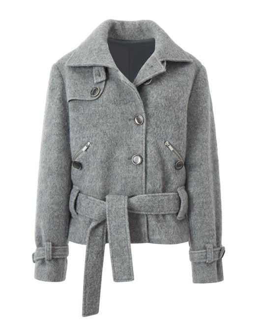 HEAVY WOOL HIGH COLLAR JACKET