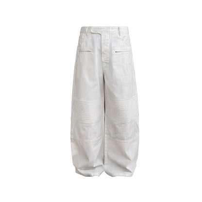 PLEATED PANEL WAXED BIKER PANTS