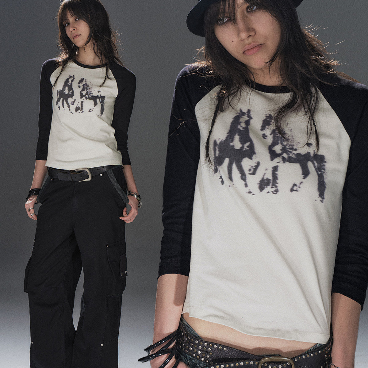PONY SHADOW RAGLAN SLIM TEE