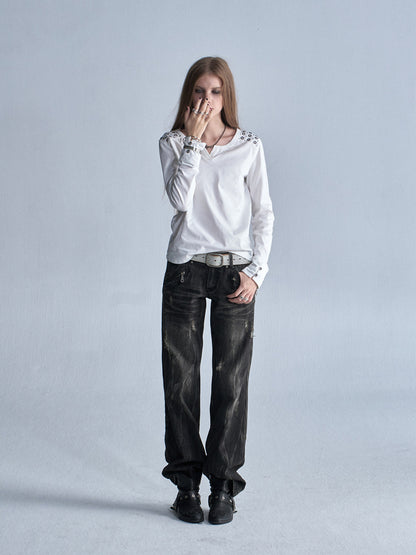 METAL STUD FITTED LONG SLEEVE