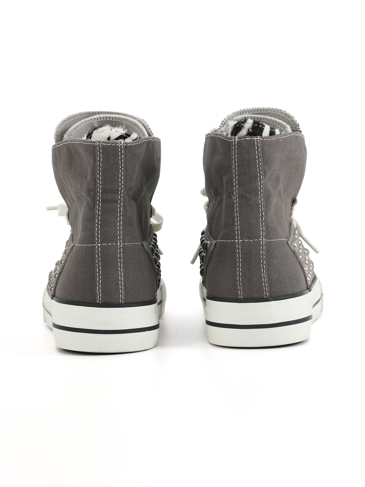SUEDE PANEL RIVETED CANVAS SNEAKERS