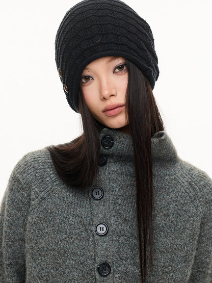 CROSSBODY KNIT STAND COLLAR CARDIGAN