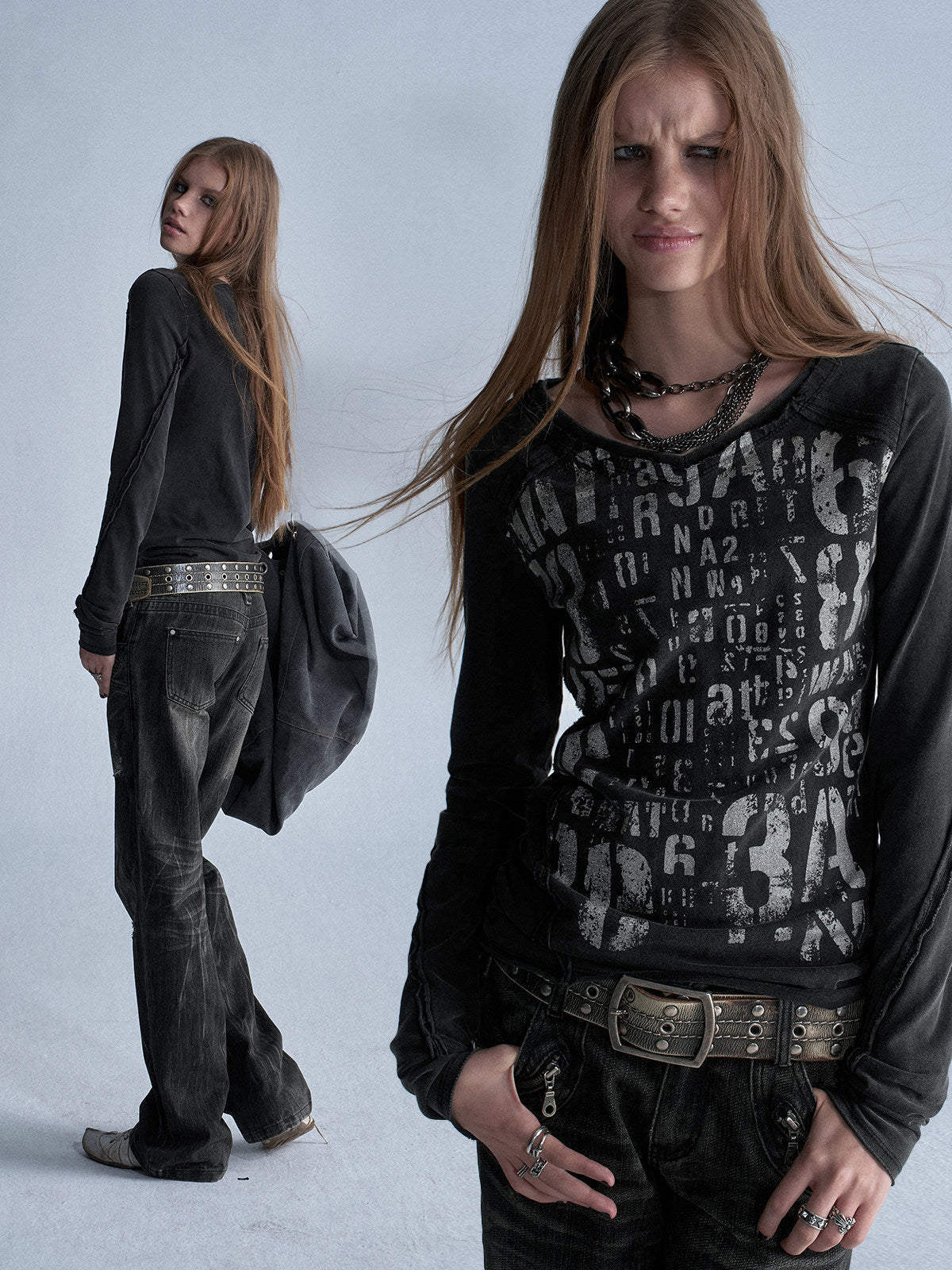 Y2K FRAYED GRAPHIC SLIM TOP