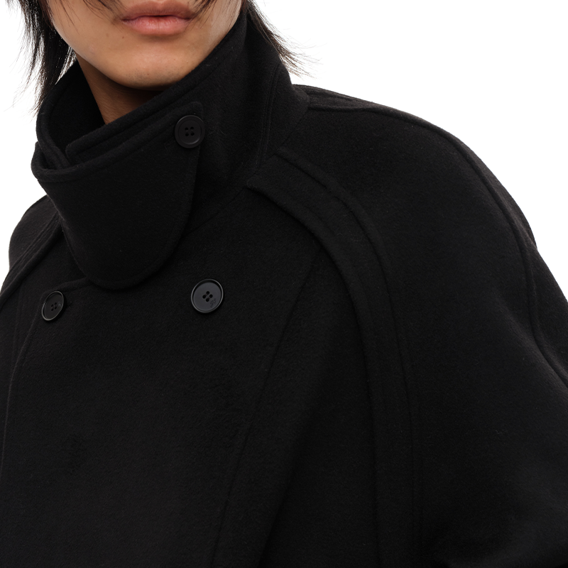 DOUBLE BREASTED RAGLAN WOOL COAT