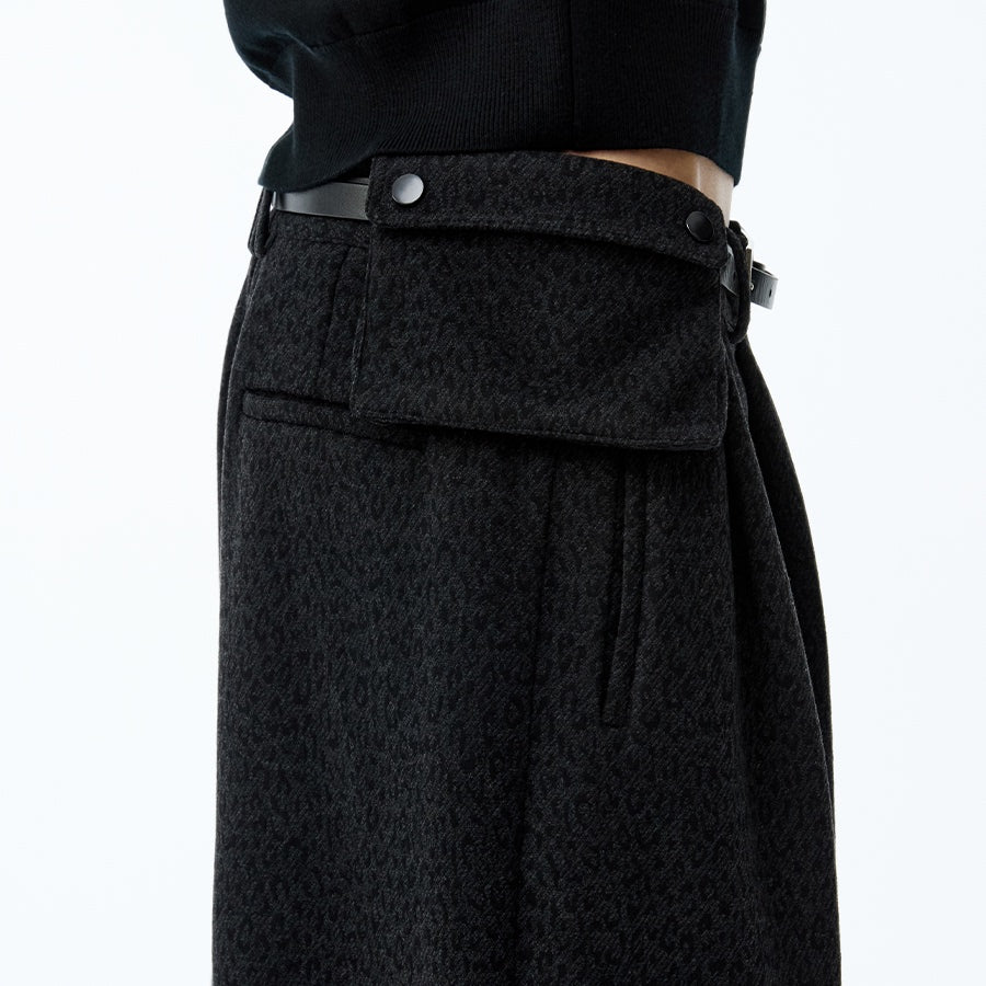 DARK LEOPARD JACQUARD TWILL PANTS