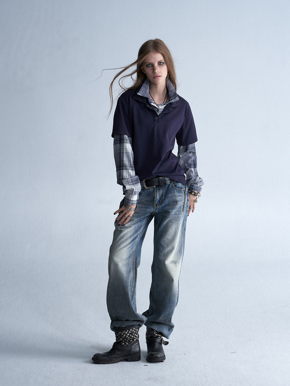 FAUX LAYERED VINTAGE LONG SLEEVE