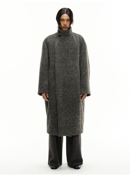 DIAGONAL PLACKET HEAVY WOOL COAT