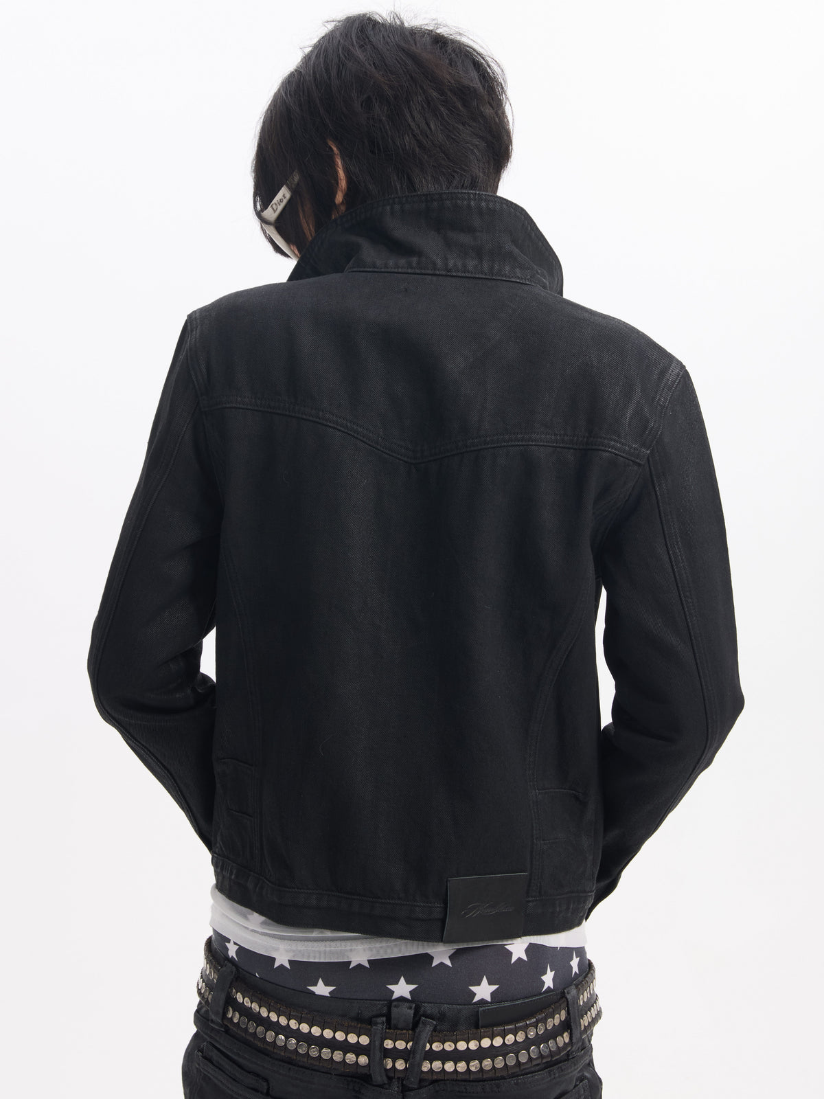 BLACK WAXED CROPPED DENIM JACKET