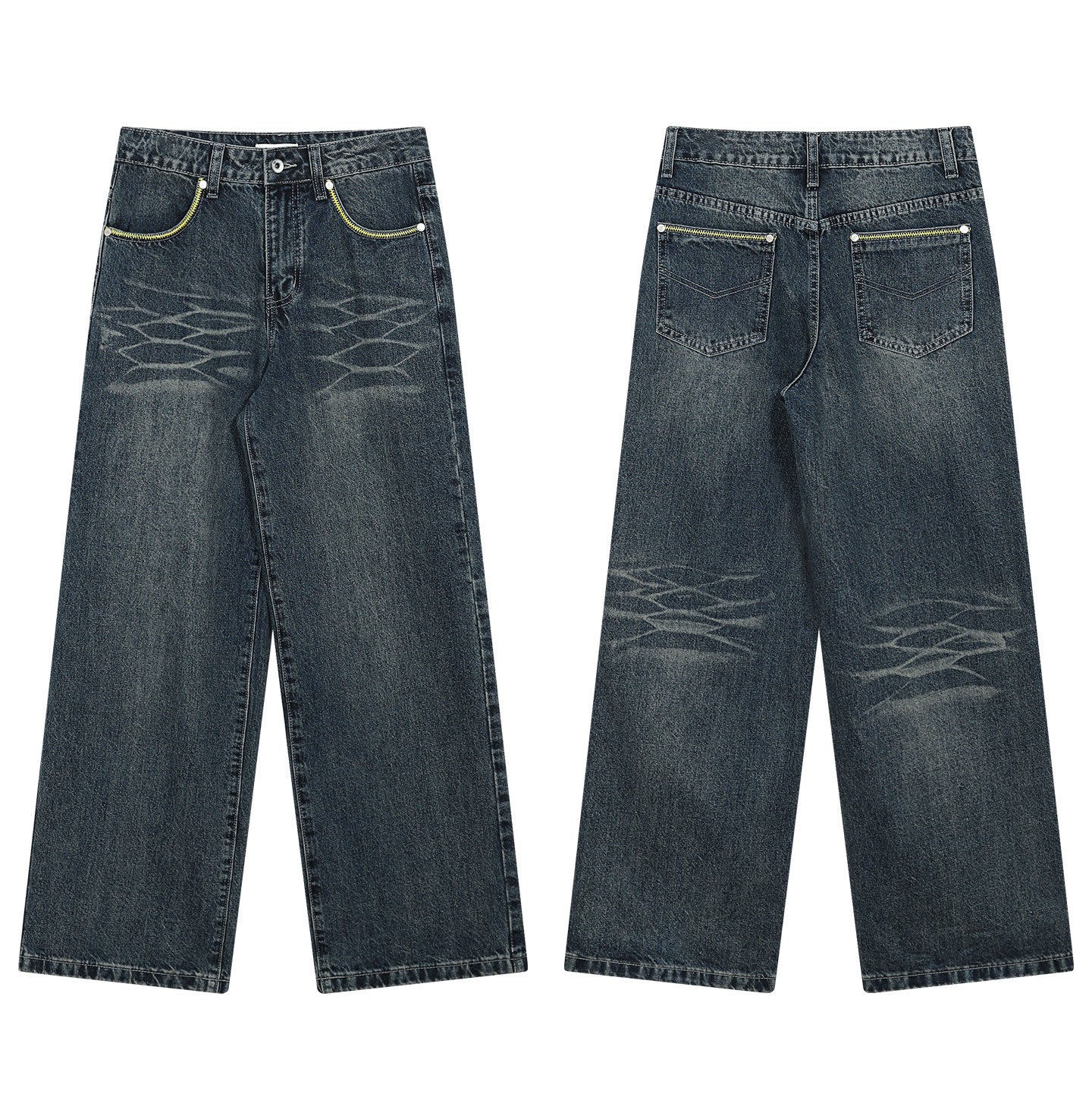 WASHED WIDE LEG SILHOUETTE JEANS