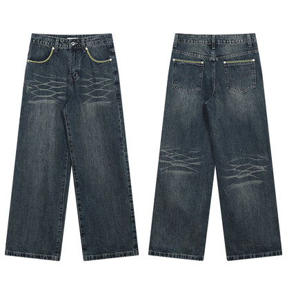 WASHED WIDE LEG SILHOUETTE JEANS