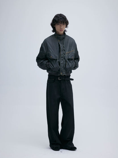 COATED WASHED STRAIGHT DENIM