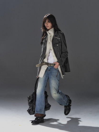 RAW EDGE WASHED LAYERED TRENCH