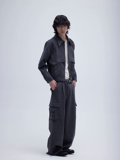 PATCHWORK WOOLEN SHORT JACKET