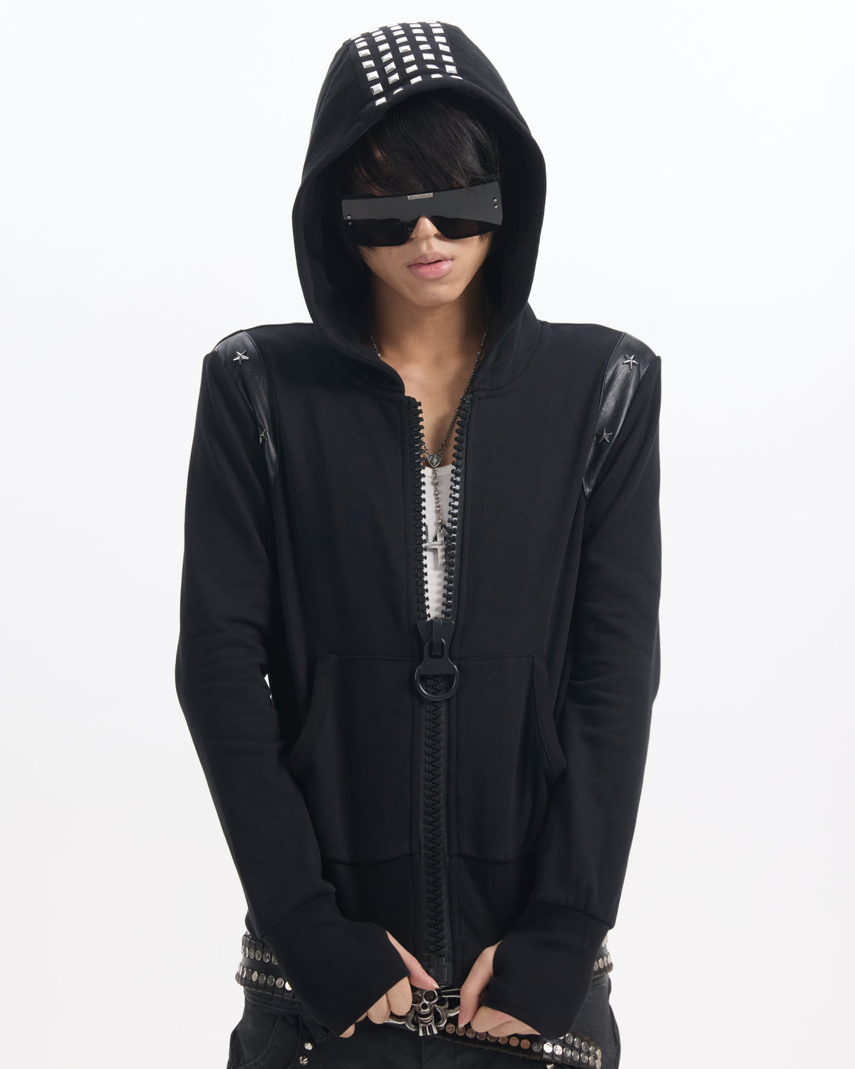 STAR STUD SLIM ZIP HOODIE