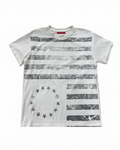 FRAYED STARS STRIPES WASHED TEE
