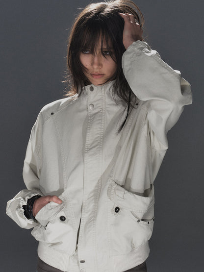WASHED STUDDED SPLIT-PANEL JACKET