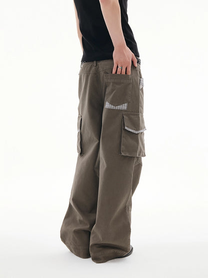 RETRO PLAID PATCH WORK PANTS