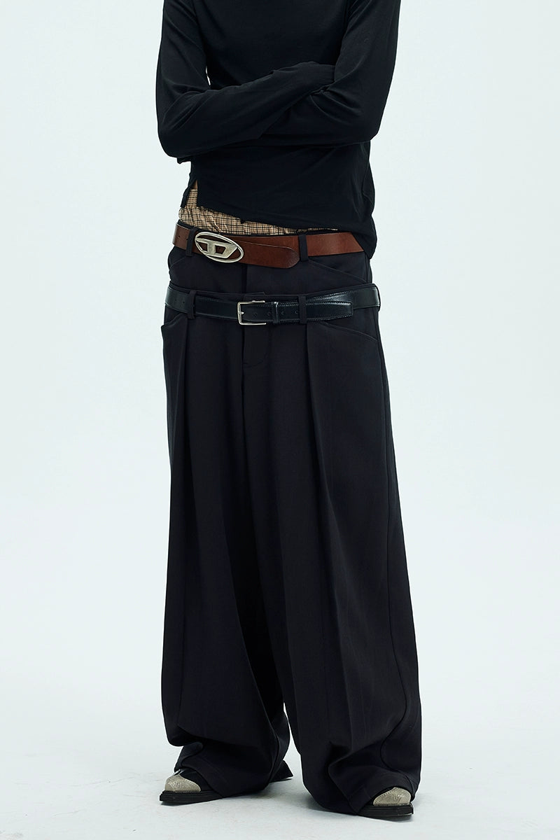 DRAPED LAYERED WAIST TROUSERS