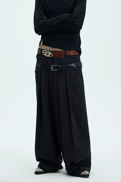 DRAPED LAYERED WAIST TROUSERS