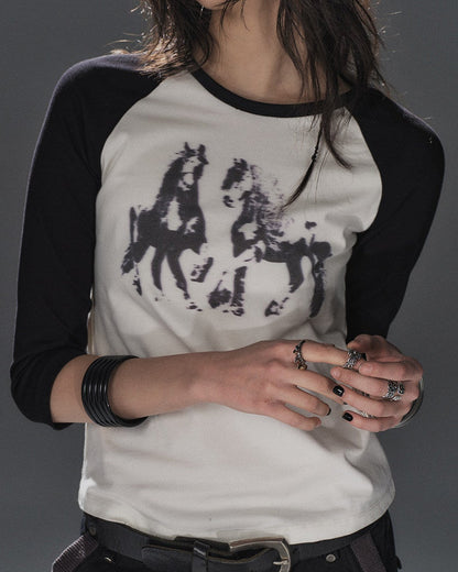 PONY SHADOW RAGLAN SLIM TEE