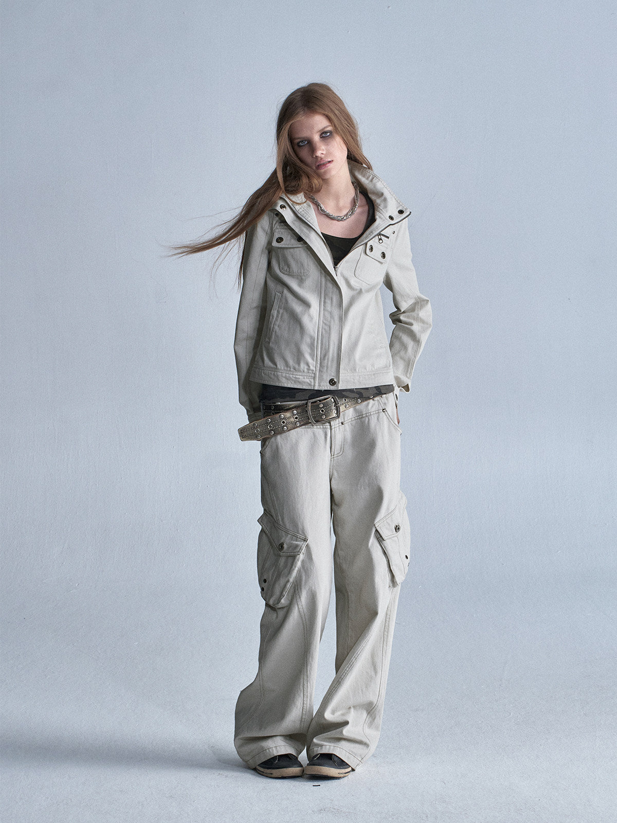 RIVET DETAIL LOOSE CARGO PANTS