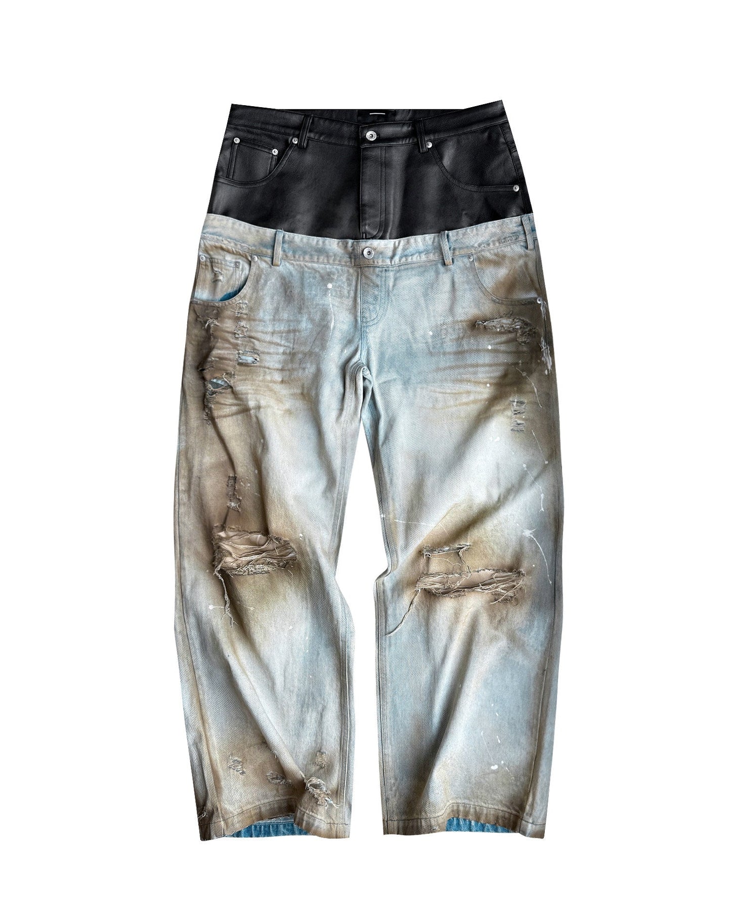 DOUBLE WAIST MONKEY WASH JEANS