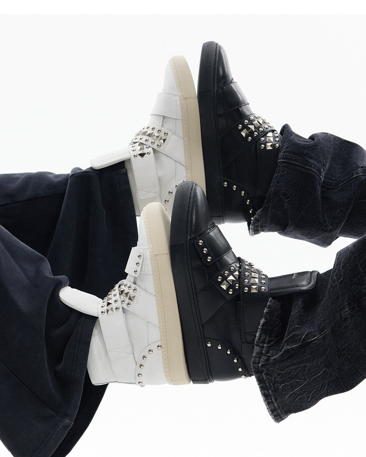 RIVET VELCRO HIGH TOP STAD SNEAKERS