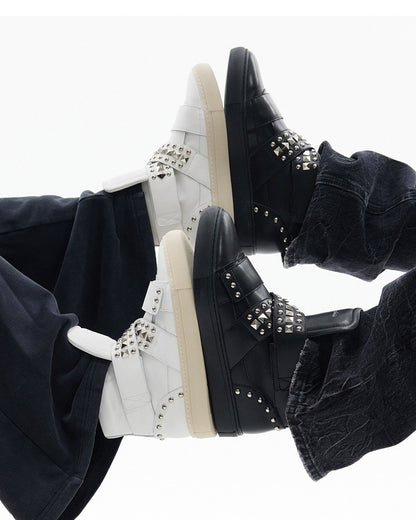 RIVET VELCRO HIGH TOP STAD SNEAKERS