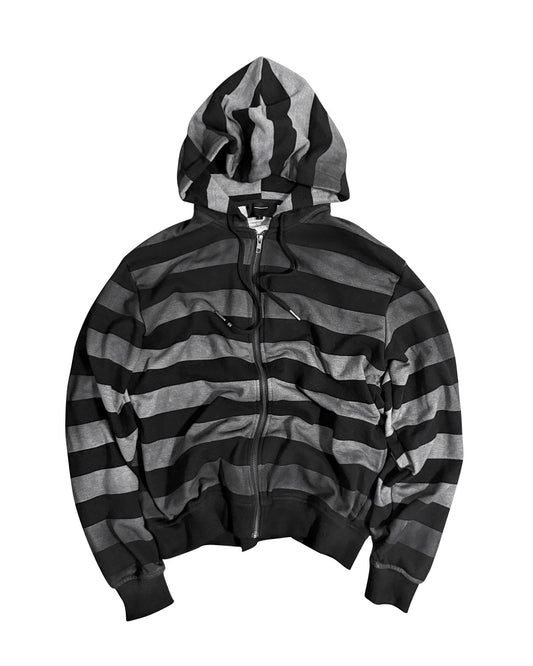 SPRAY STAINED GRADIENT STRIPE HOODIE