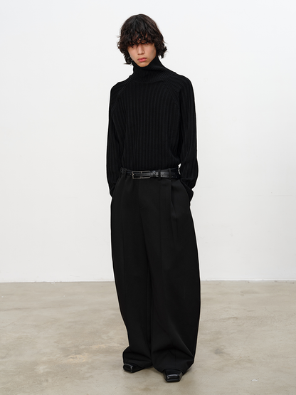 OBLIQUE ZIP TURTLENECK SWEATER