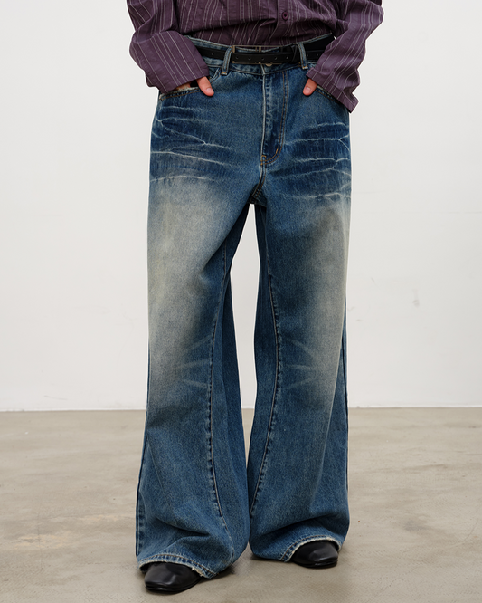 BLUE RIPPLE STRAIGHT DENIMS