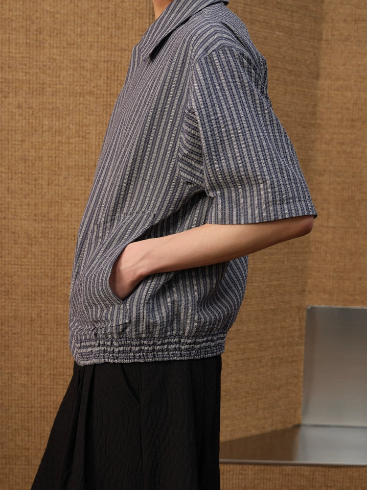 PUFF PLEATED STRIPED SHIRT
