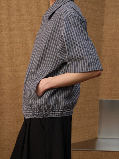 PUFF PLEATED STRIPED SHIRT