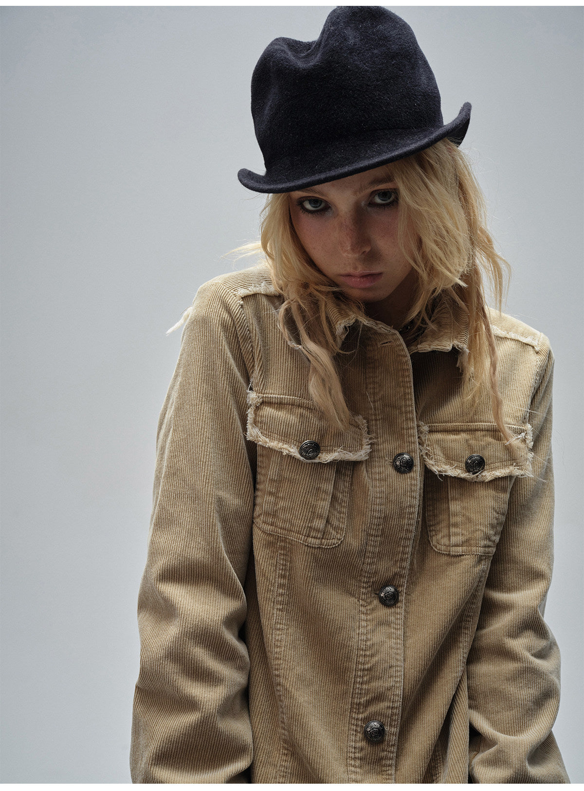 SANDWASH CORDUROY RAW EDGE COAT