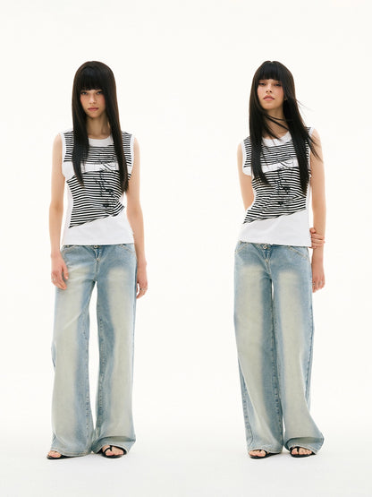SLANT BREASTED LOW RISE JEANS